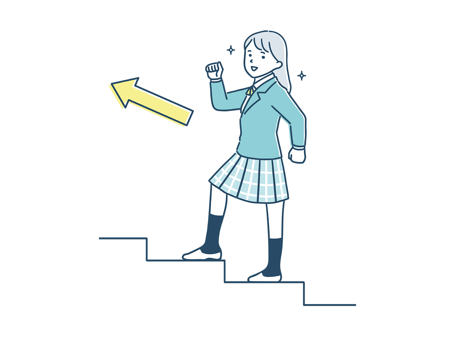 階段を昇る女子高校生