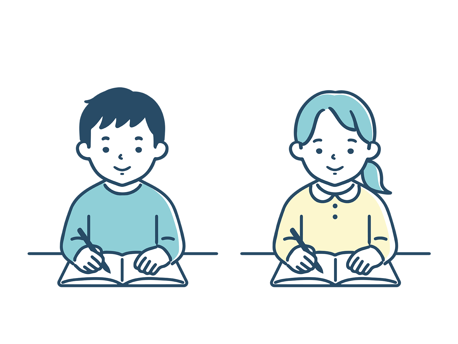 学習する小学生